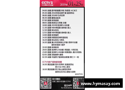 一分彩NBA赛事直播时间表详解：CCTV5频道全覆盖